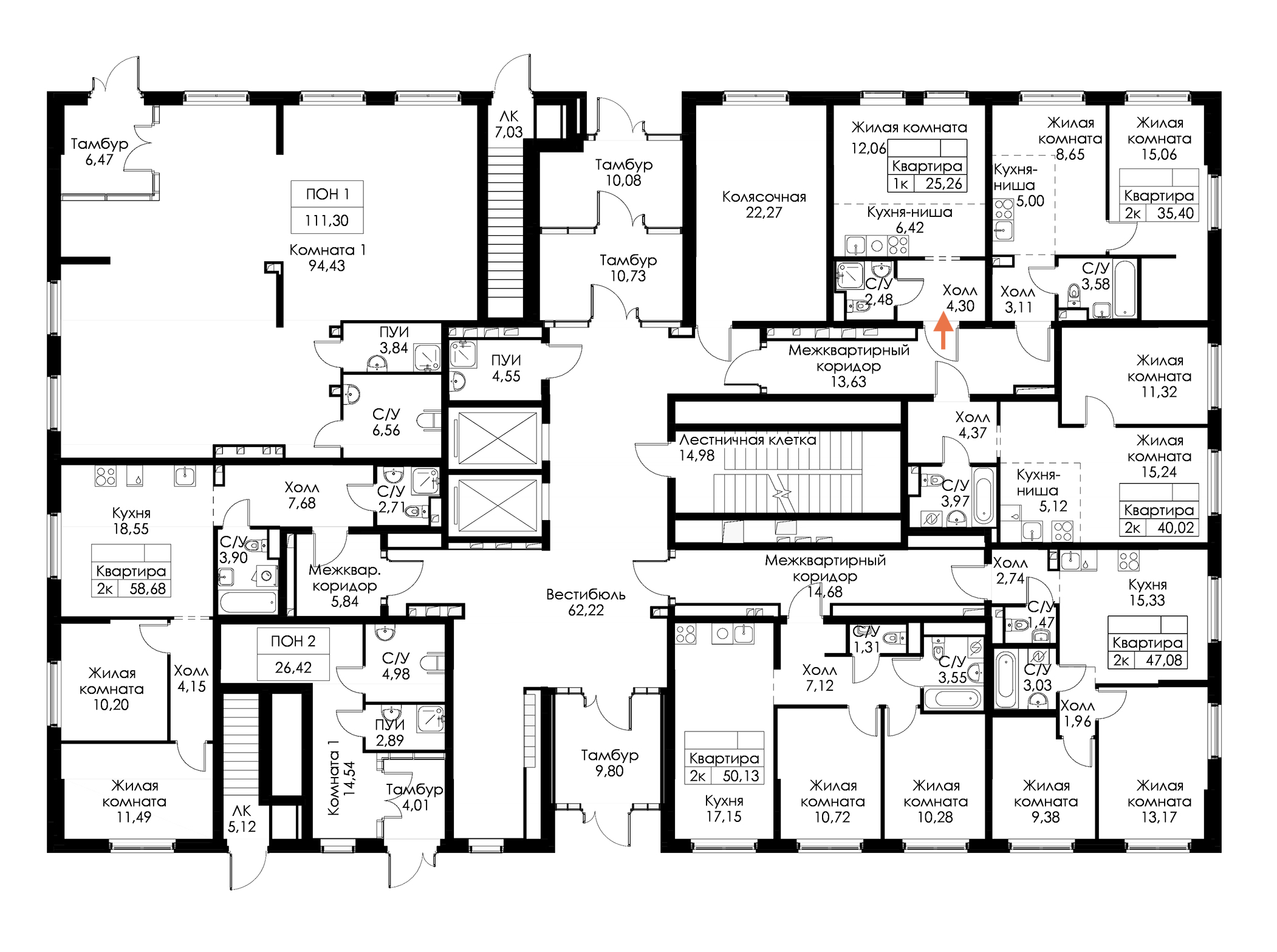 Квартира студия 25.26 м², 1/15 эт., ЖК «Янинский лес»